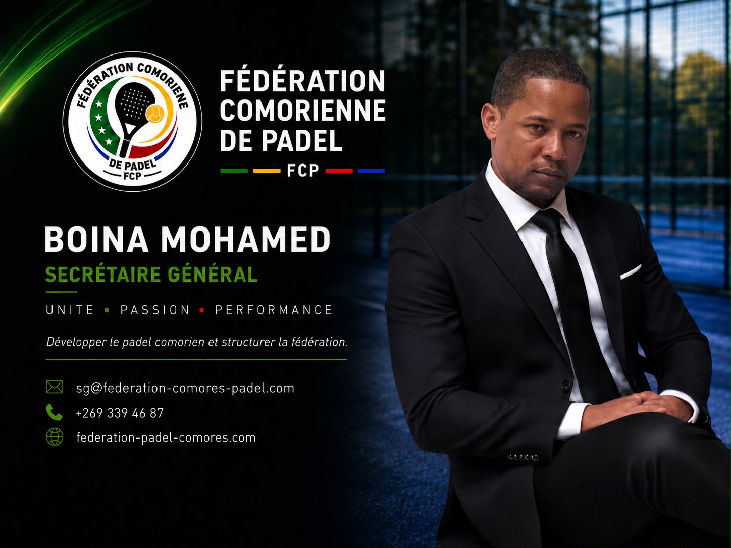 Visuel officiel — Boina Mohamed, Secrétaire général de la FCP